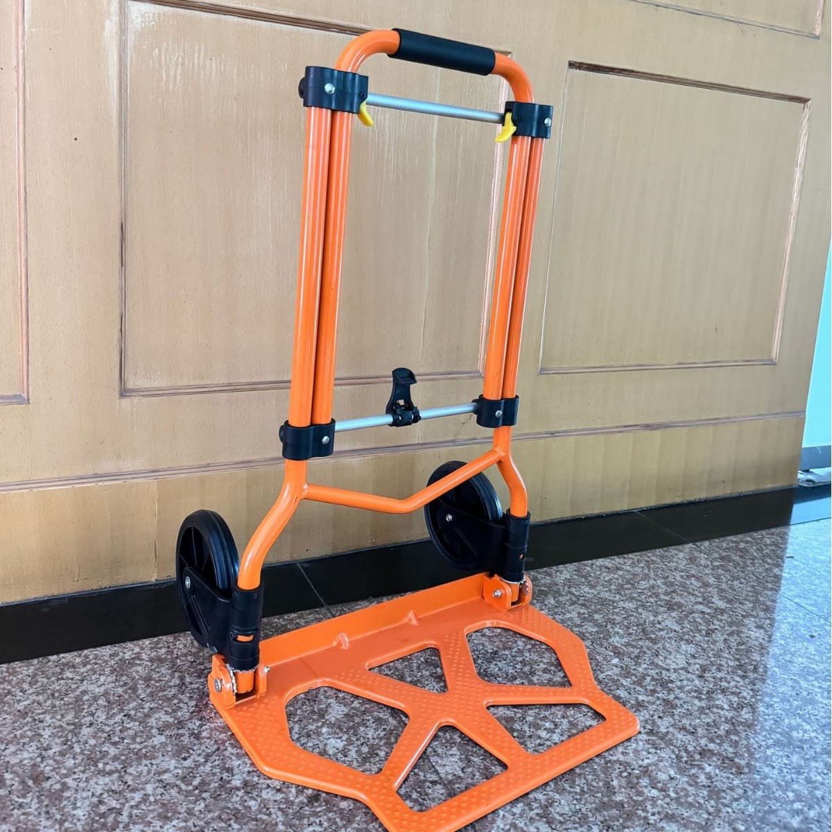 Portable foldable luggage hand truck, compact lightweight pull cart for moving and household hauling