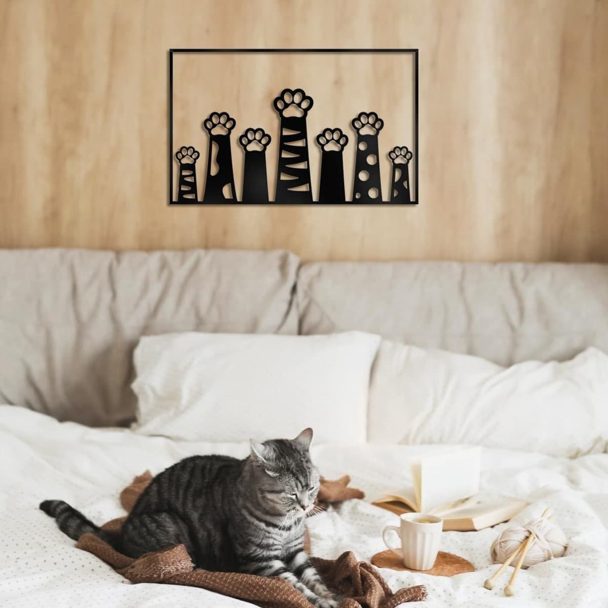 New Cross-Border Iron Art Metal Cat Paw Wall Hanging Art Sculpture Decoration for Living Room Bedroom Wall Art