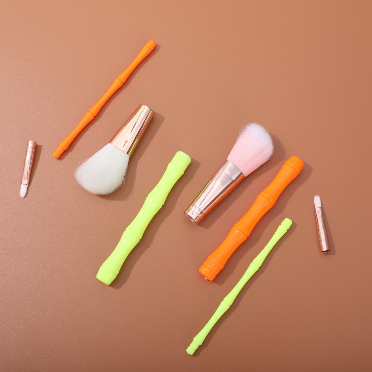 Dopamine Element Bamboo Shape Makeup Brush Plastic Handle Loose Powder Blush Highlighter Beauty Tool Source Factory Wholesale