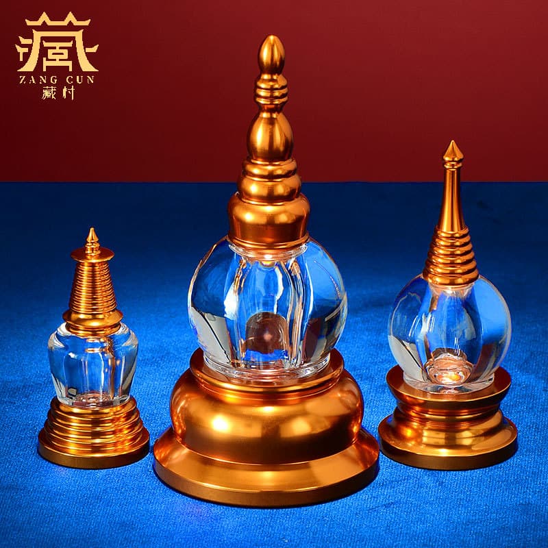 Wenchang Pagoda Bodhi Stupa Desktop Gau Acrylic Treasure Vase Alloy Desktop Pagoda Buddha Stupa Ornament