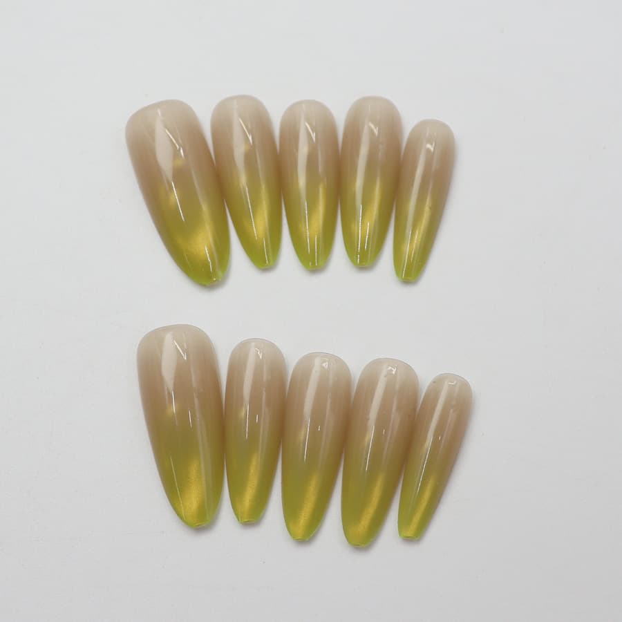 Clear moss-glossy cat-eye, high-end texture, girly style, royal sister style whitening manicure, 30 pieces of wearable nails