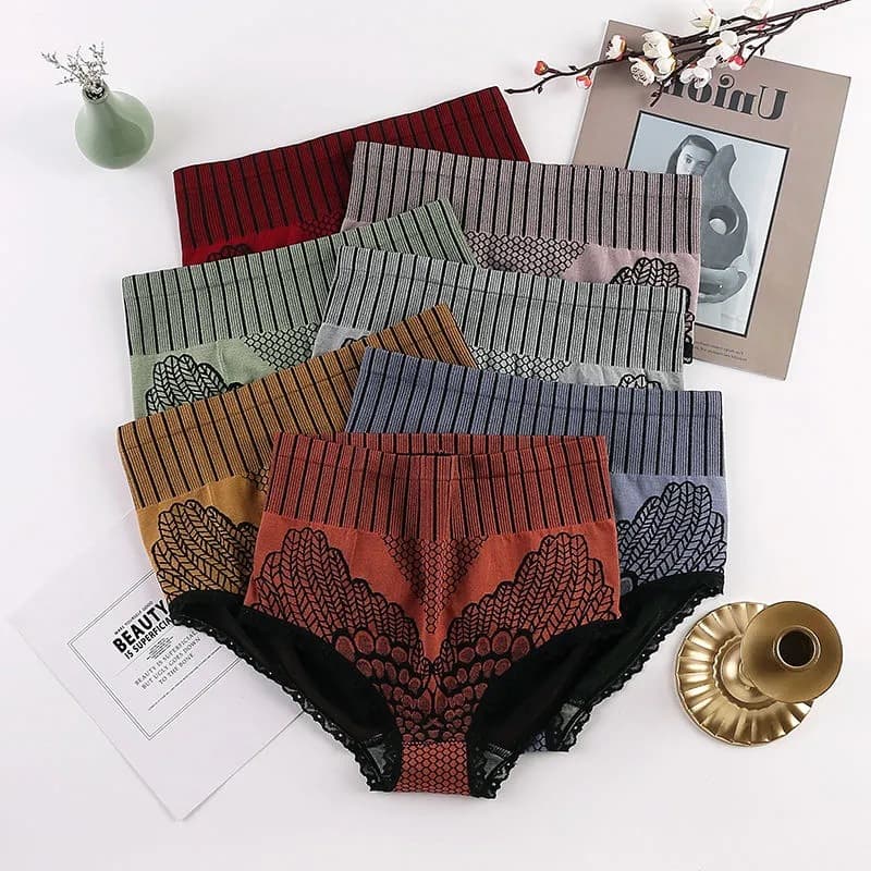 Women's High-Waist Shapewear Panties, Butt-Lifting, Palace Style 2nd Gen, Plus Size, Bowknot Lace Trim, Triangle Briefs, Factory Wholesale