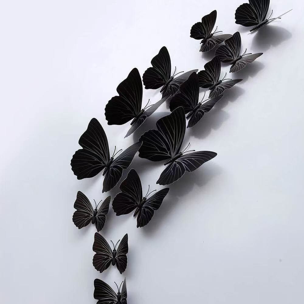 Pat Gu Mei Props Black Solid Color Butterfly Pure Black Single Layer Suit Butterfly Wall Stickers Cross-border Crafts Butterfly Dress