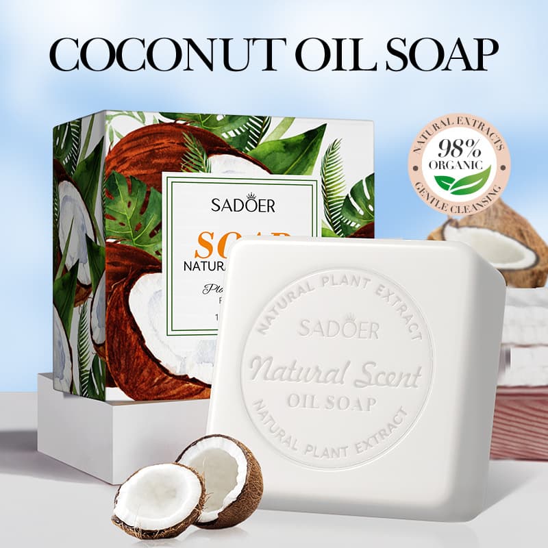All-English SADOER Mountain Coconut Essential Oil Soap Cleansing Universal Handmade Soap Cross-border Foreign Trade Wholesale