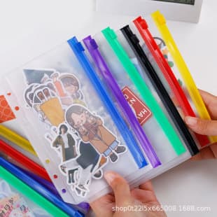 A5/A6 Frosted PVC Color Zipper Bag PVC Traveler Notebook Storage Bag Loose-Leaf Notebook Replacement Inner Pages
