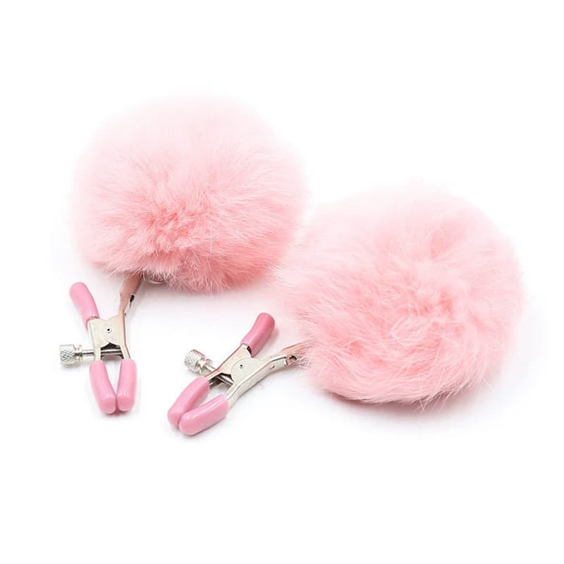 Fox Fur Ball Nipple Clip SM Couple Toy Sexual Flirting Punishment Bondage Breast Pussy Mimi Clamp Sex Toy