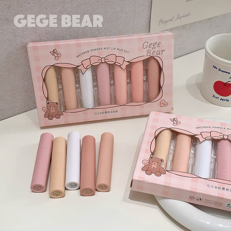 Cross-border Bestseller Macaron Pink Matte Lip Mud Long-lasting Velvet Lipstick Natural Look Fair Skin Tone Affordable