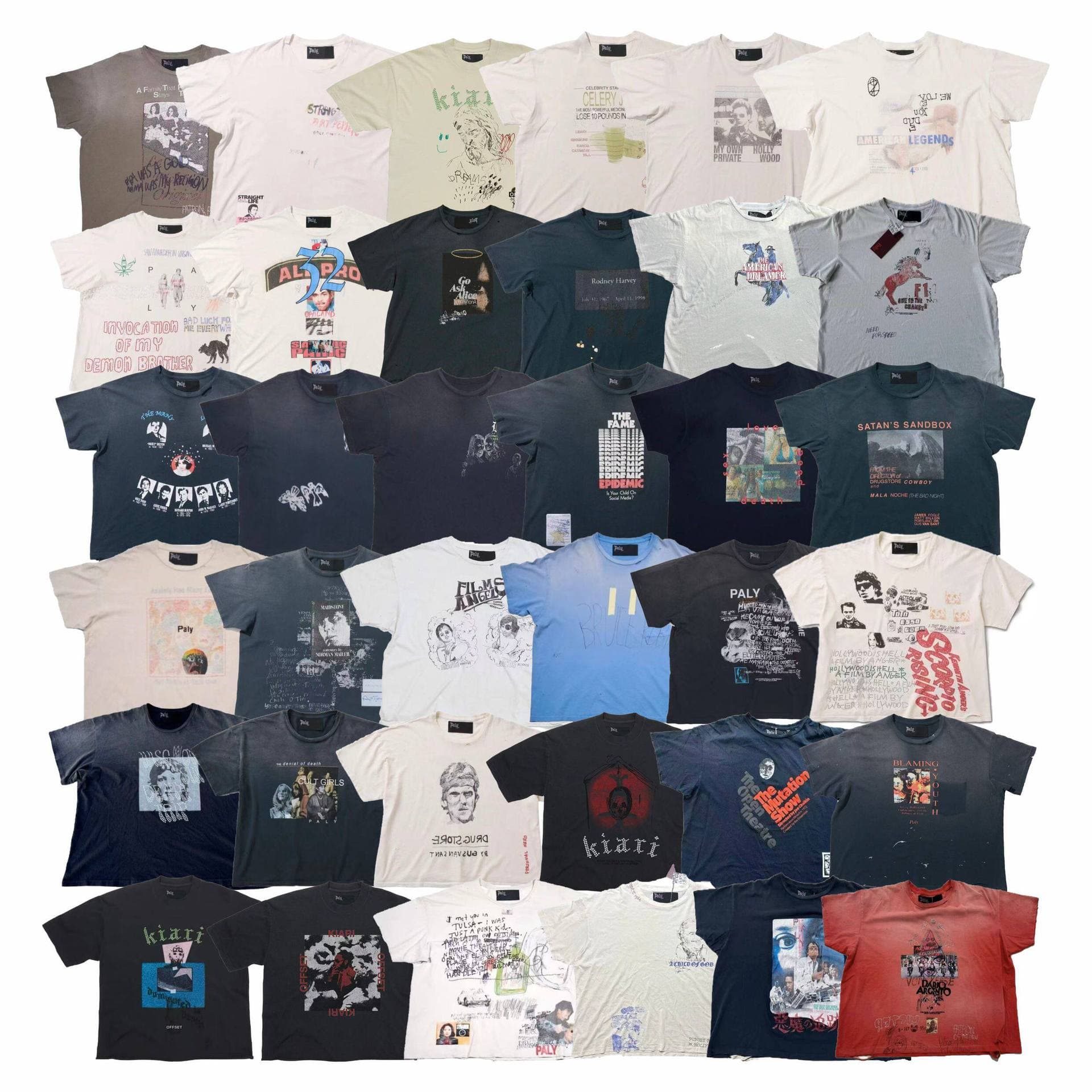 Paly Hollywood 26ss American high street niche vintage washed and distressed short-sleeved T-shirt for men and women