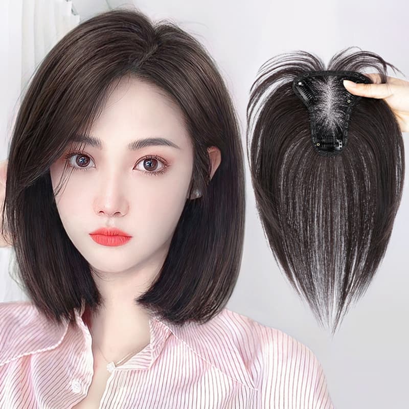 Ultra-Thin Hand-Woven Real-Hair Wig Pieces for Women Hair Loss Coverage White Hair Coverage Any Skin Color Straight Hair Pieces