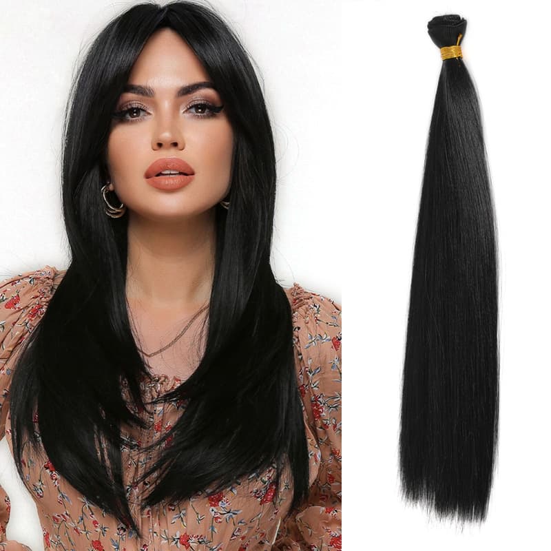 Factory Wholesale European and American Women's Long Straight Hair Extension Weft Synthetic Hair Wig