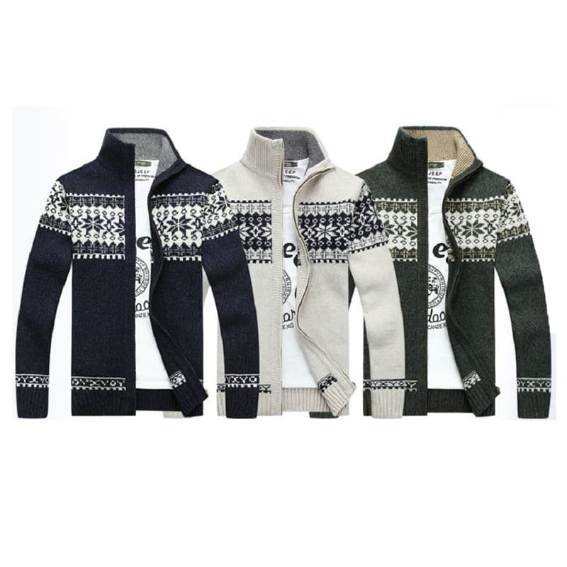 Knit Cardigan Men Winter New Export Style Casual Zip-Up Sweater Men Stand Collar Trendy Men's Jacket