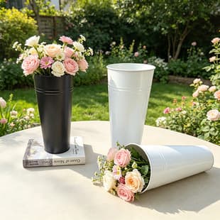 Iron Flower Bucket Vase, Flower Arrangement Container, Home Decoration, Artificial Flower Display Vessel, Tin Flower Pot, Iron Bucket