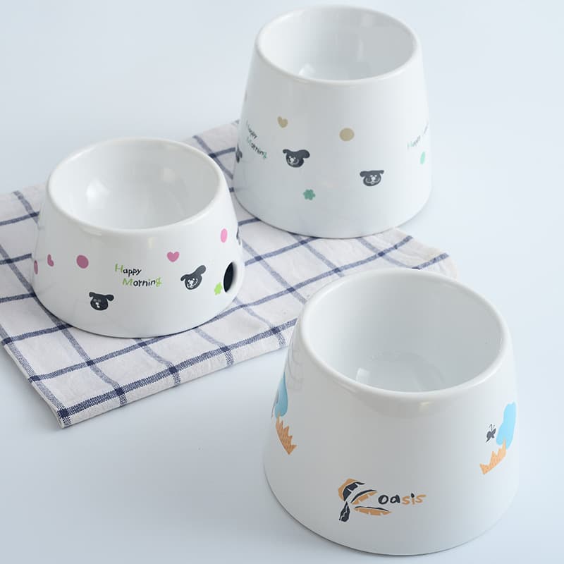 Ceramic Cat Bowl Pet Food Bowl Water Bowl Grain Bowl Integrated Cat Food Bowl Dog Bowl Non-Spill Neck Protection
