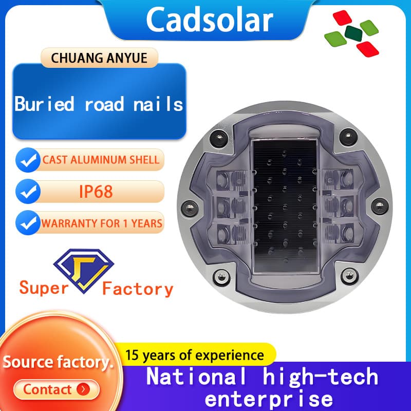 Solar Buried Tunnel Nail Lamp, Zebra Crossing Round Road Stud