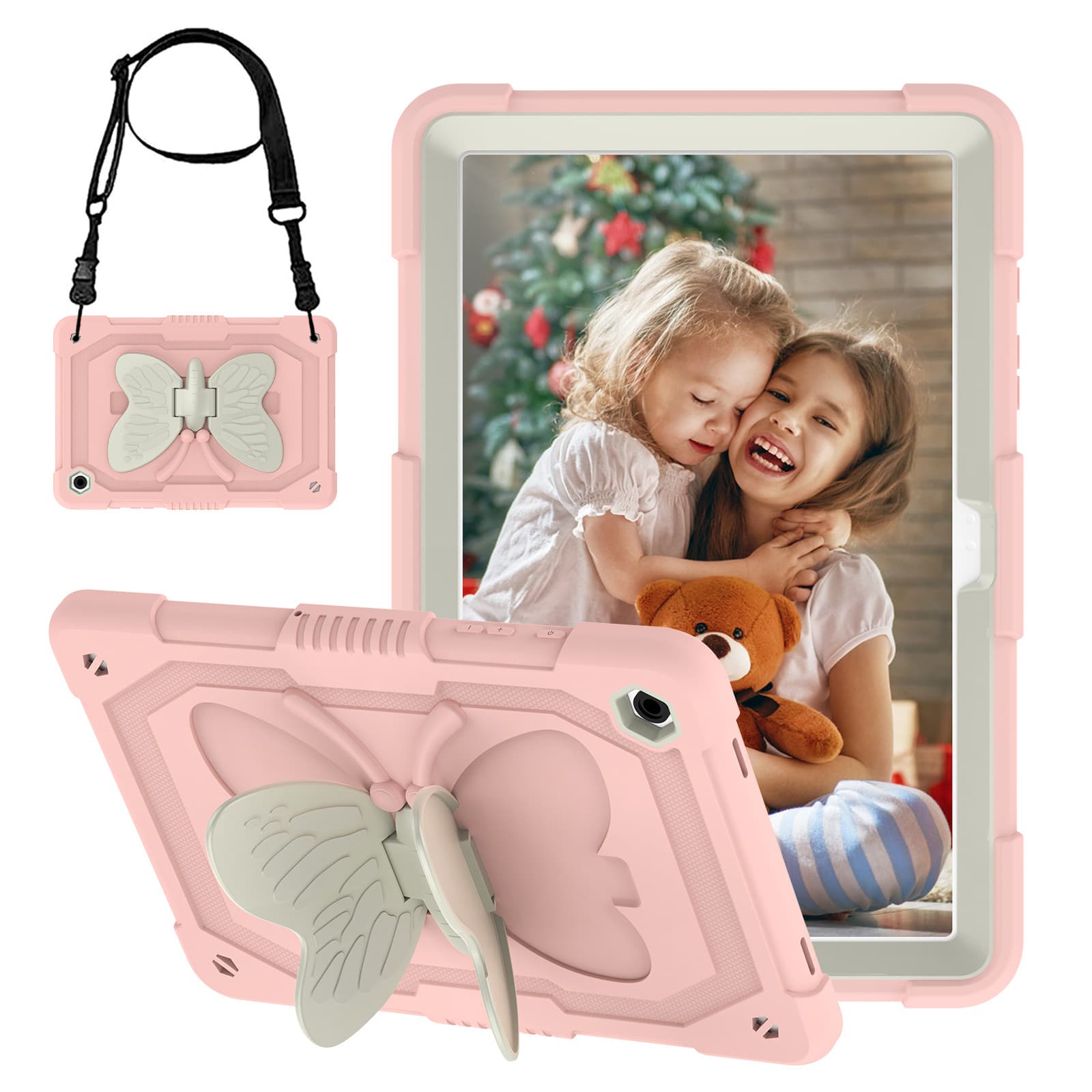 Case for Samsung Tab A9 Plus Tablet, Cartoon A9+/A9 Silicone Butterfly Stand, Kids Shockproof Cover