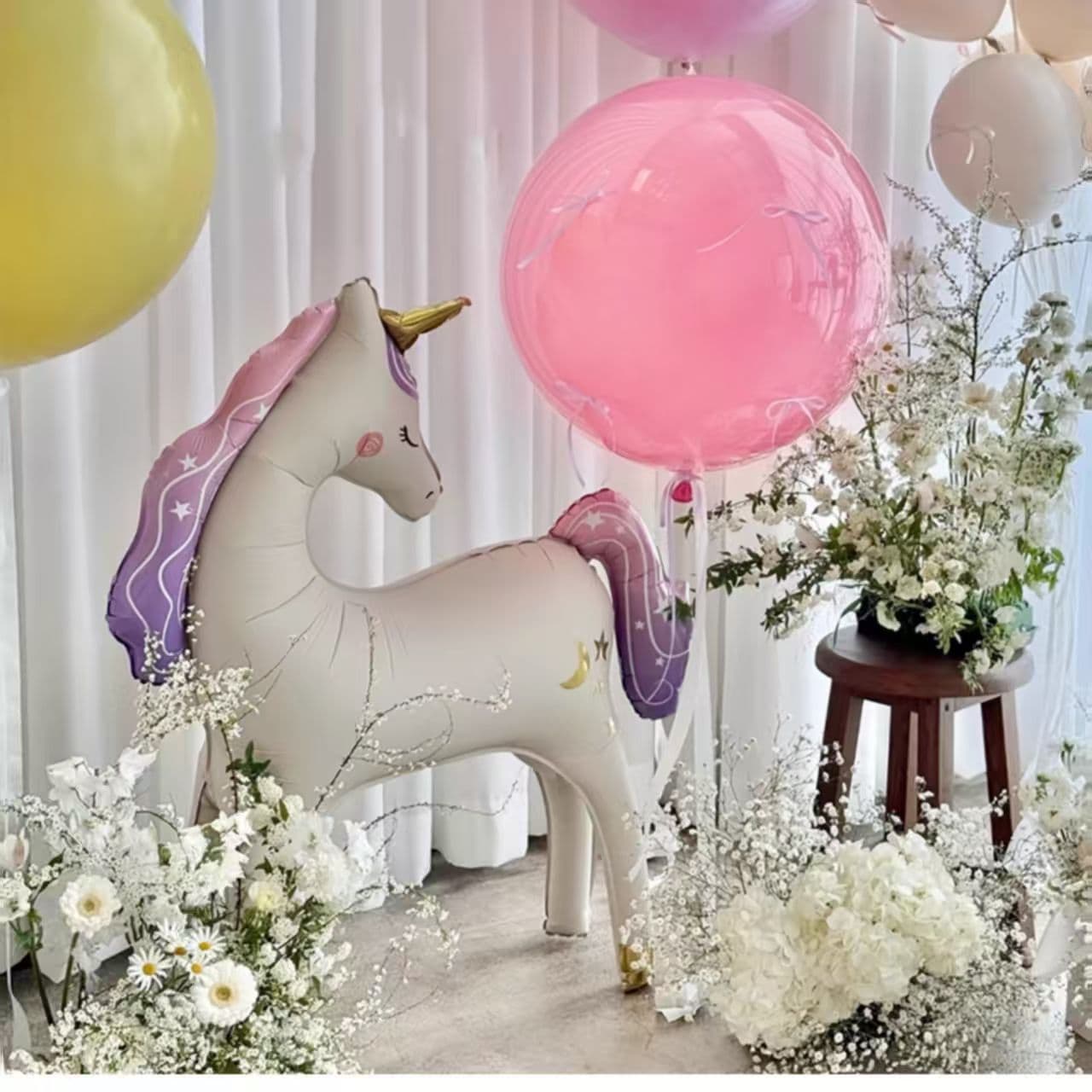New Cartoon Unicorn Shaped Aluminum Film Balloons Wholesale Unicorn Party Layout Background Aluminum Foil Balloons
