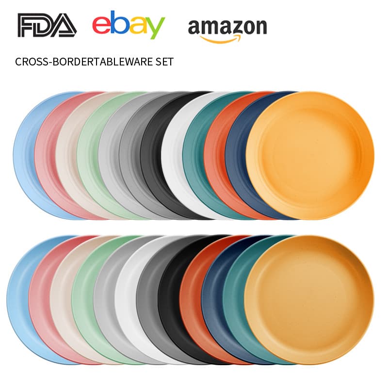 Factory Direct Wheat Straw Plates Hotel Serving Plates Fruit Plates Household Nordic Salad Plates Plastic PP Plates