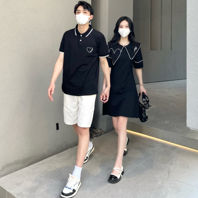 Dropshipping 2023 new summer couple's clothing for women, women's short skirts, waist-slimming, men's short-sleeved T-shirts