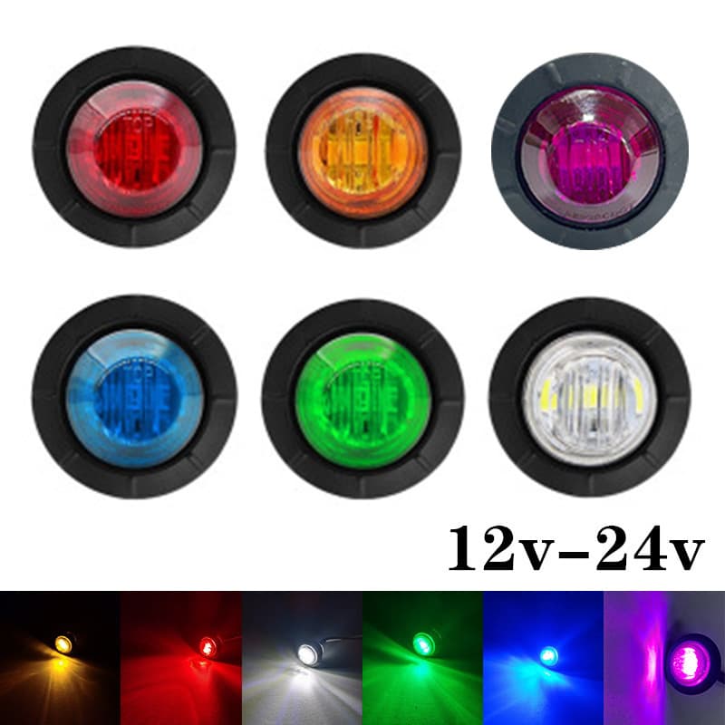 Cross-border Hot-Selling 3LED Round Light Truck Side Marker Light, Commercial Vehicle, Clearance Light, Turn Signal, Marker Light Yellow