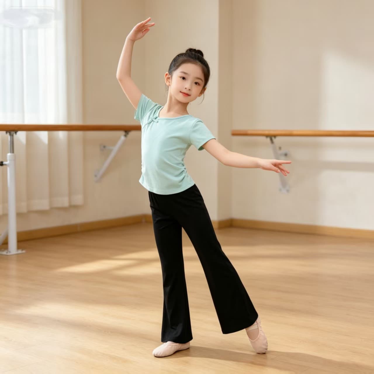 New Children's Dance Short Sleeve Girls Summer Practice Wear Ballet Bodysuit Professional Ballet Leotard Set