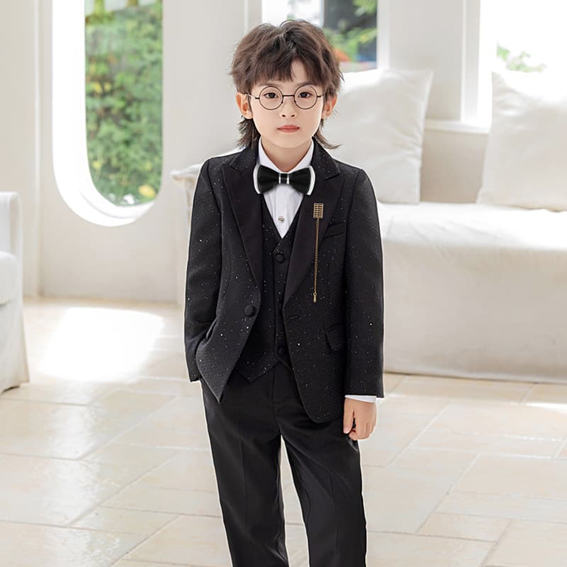 Boys' Suit Set with Sequins for Stage, Evening Party, Hosting, Walk, Flower Boy, Piano Performance, Middle and Older Kids