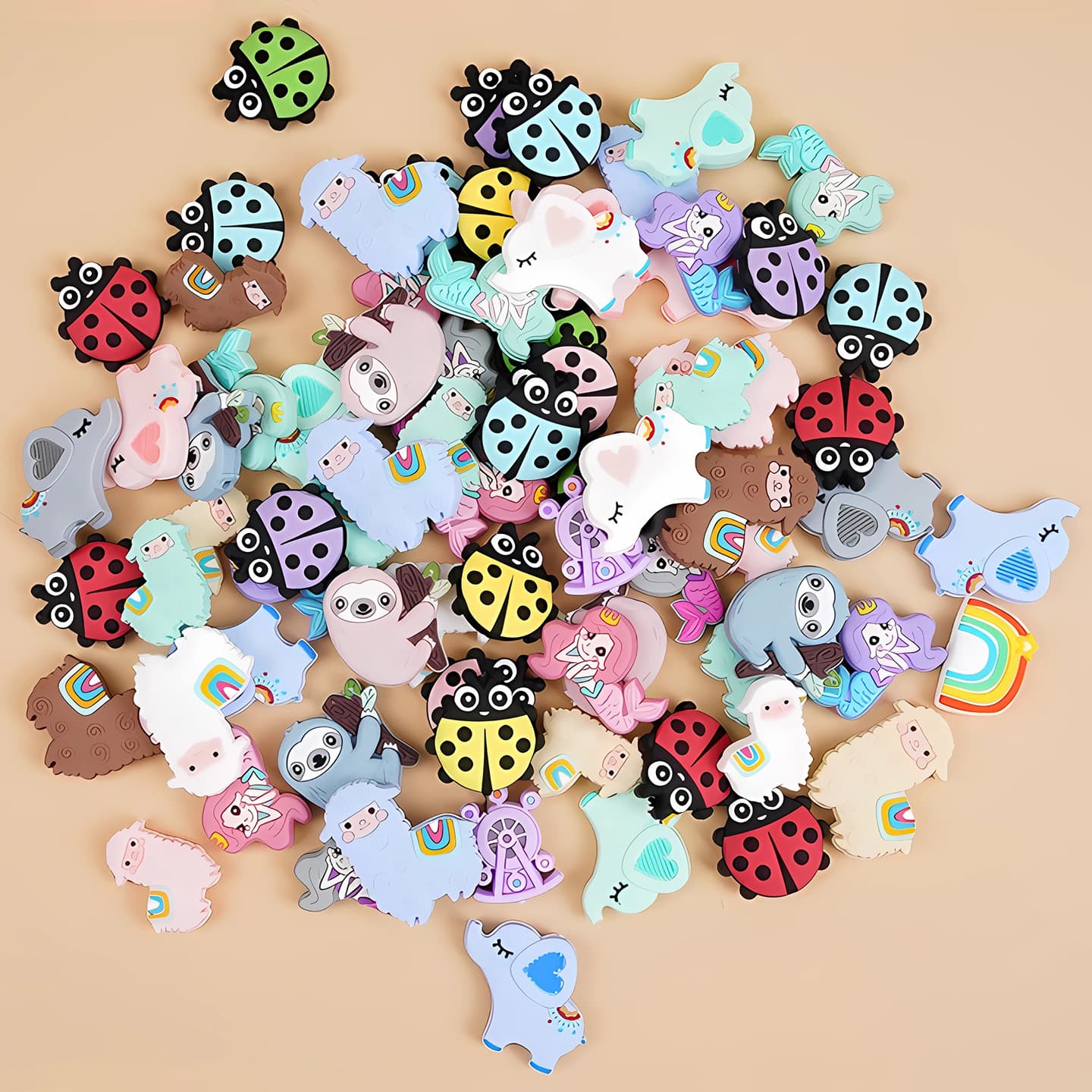 Amazon Hot Selling Food Grade Silicone Beads Baby Pacifier Chain Teether Beads Children's Chewing Necklace Loose Beads Wholesale