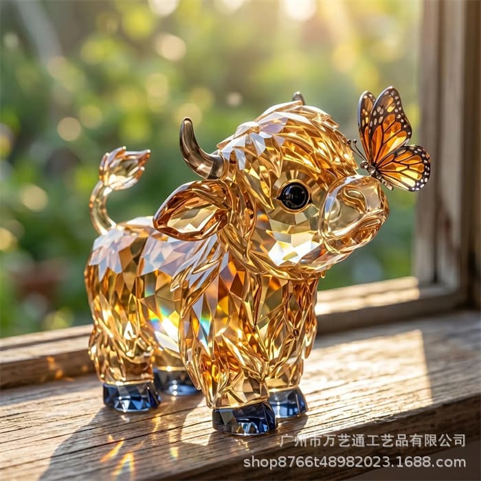 Cross-Border New Model Crystal Highland Cow Sculpture