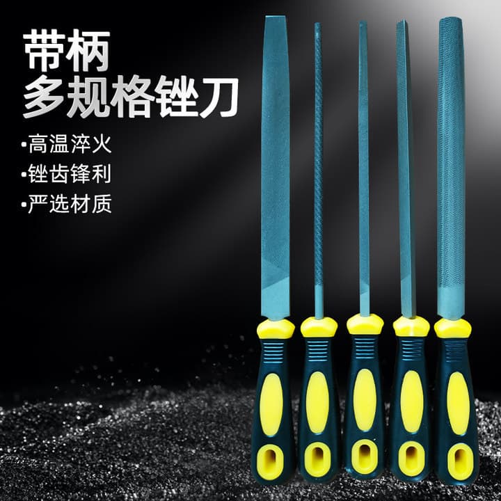 Steel files with handles, multiple specifications, five categories of files for bench workers, flat files, triangular semi-circular square files, grinding tools