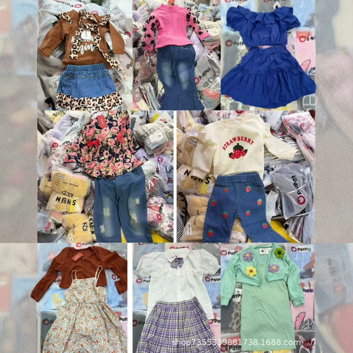 2026 Spring/Summer PatPat Children's Clothing Boys and Girls European American Denim Cute Dress Sets Mixed Stock