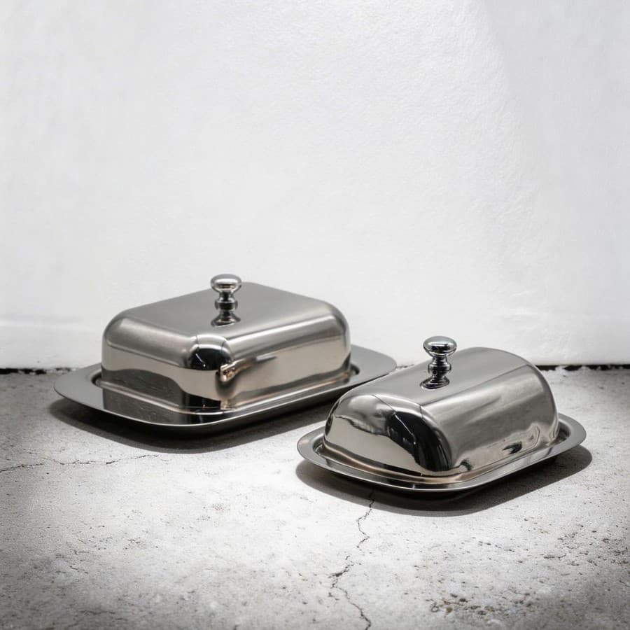 Stainless Steel Butter Dish with Lid, Rectangular Butter Box, Cheese Container, Pastry Tray, Bread Box, Snack Storage Plate