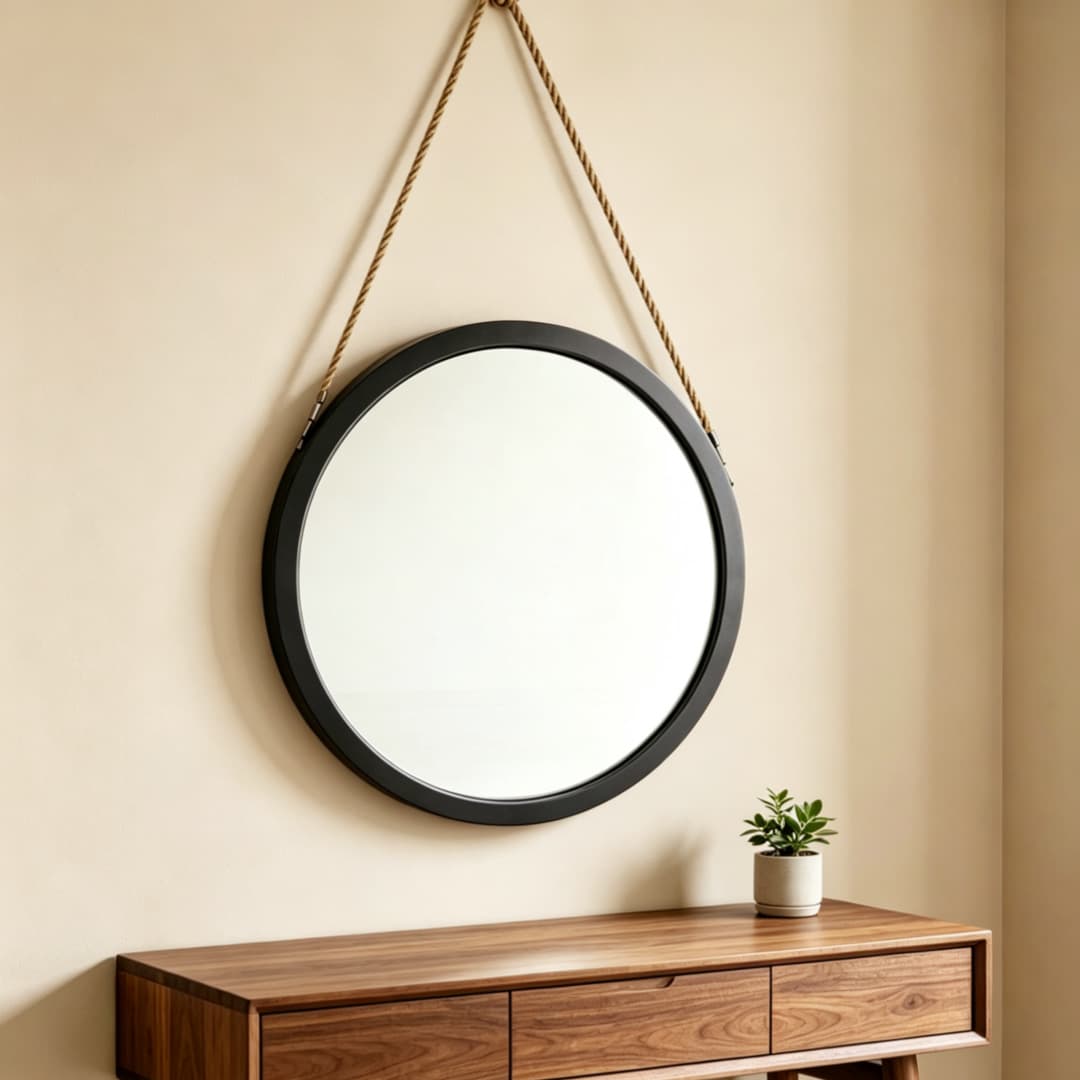 Nordic Simple Living Room Guesthouse Decorative Hanging Mirror Hotel Entrance Bathroom Mirror Rope Dressing Mirror Makeup Mirror