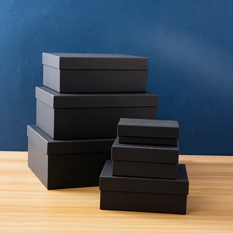 Six-Piece Set Black Rectangular Gift Box with Lid Specialty Paper Gift Packaging Box