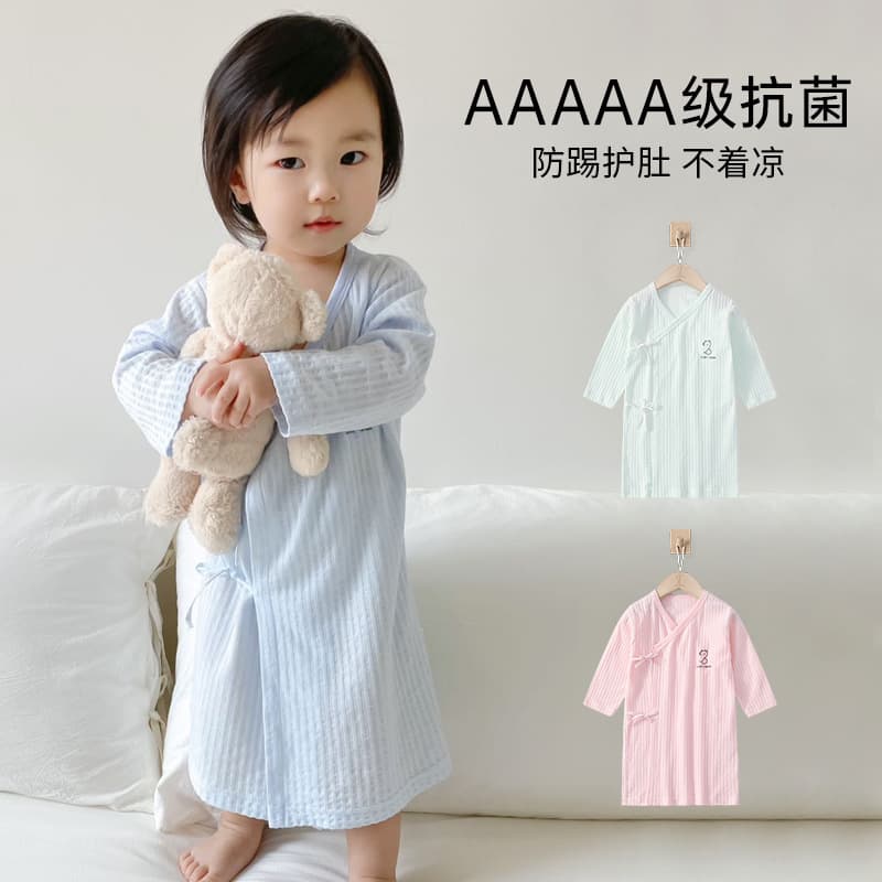 Baby Thin Summer Long-Sleeve Sleepwear Jumpsuit Anti-Kick Spring Autumn Air Conditioning Robe