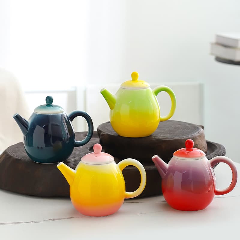 Gradient Teapot for Brewing Tea, Household Ceramic Xishi Teapot, Single Teapot, Large Capacity Office Tea Infuser with Filter, Lifting Handle Teapot
