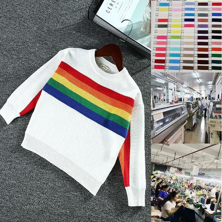 New Small Batch Children's Sweater from Taofactory, Colorful Rainbow Striped Pullover Knitwear, Kids' Sweater