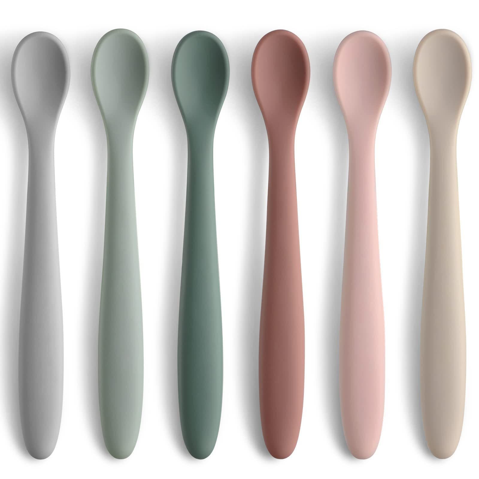 Silicone Baby Feeding Spoon First Stage Training Spoon Baby Tableware Feeding Supplies Soft Tip Baby Weaning Spoon