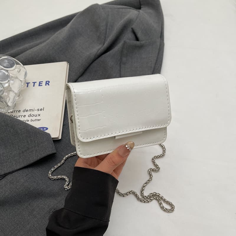Summer Trendy Fresh Mini Pebble-Textured Bag Fashion Chain Shoulder Bag Simple Stylish Crossbody Bag
