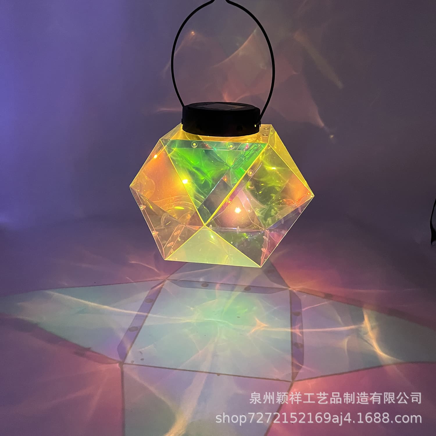 Cross-border Solar Light Projection Lantern Handmade Candle Lantern Outdoor Courtyard Decorative Lantern Creative Colorful Lantern
