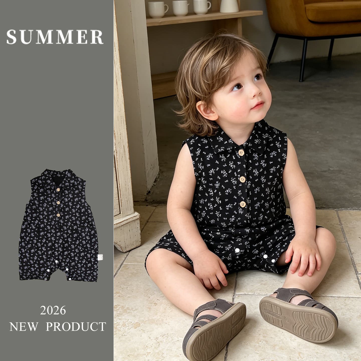 New Starting Point Clothing Baby Clothes Summer Clothes Sleeveless Climbing Clothing Baby Girl Class A Summer Newborn Short Climbing