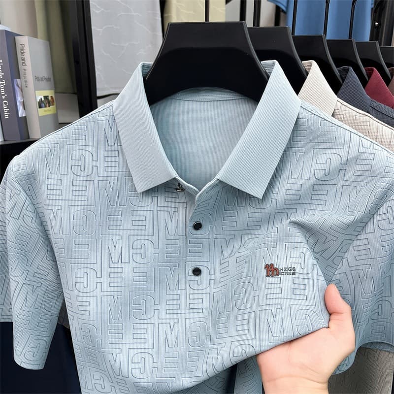 Dachang printed fully seamless short-sleeved men's t-shirt 2026 summer new fashion breathable casual daily polo shirt for men