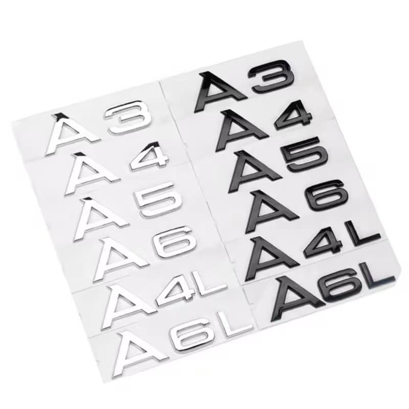 For Audi A3/A4L/A6L/A8L Rear Digital Emblem, 4WD Badge, Side Badge, Displacement Badge Modification