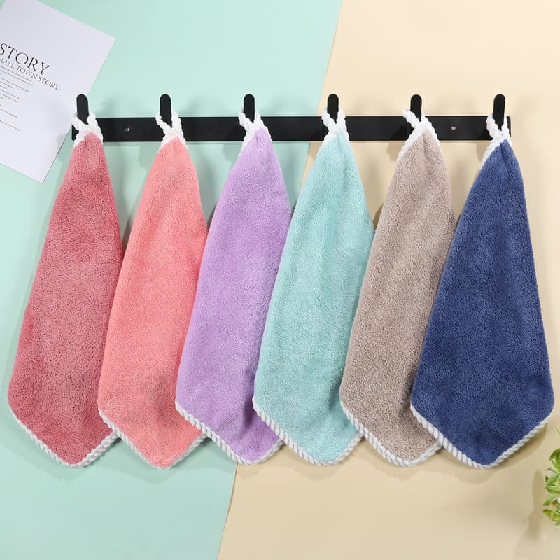 Children's Hand Towel Kitchen Bathroom Absorbent Soft Coral Fleece Large Square Towel Kindergarten Small Towel Factory Wholesale