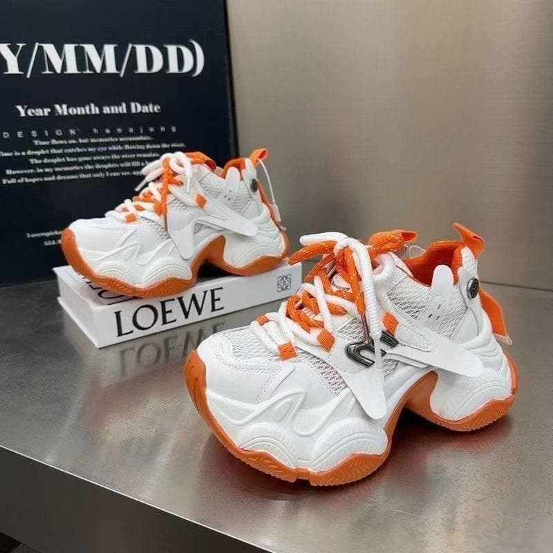 Mesh Thick Sole Dad Breathable Shoes Women 2026 Height-Increasing New Style Versatile Summer Petite Height Boost Casual Sports Shoes