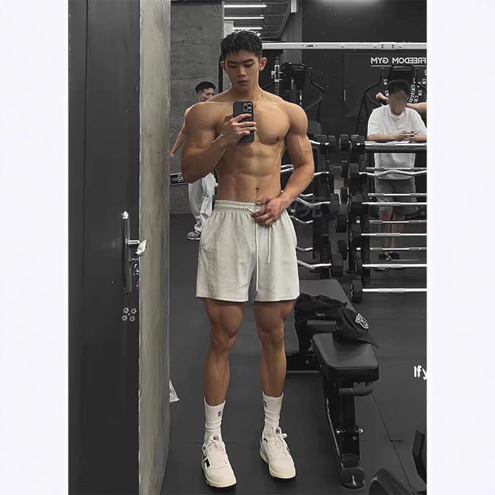 Men's Fitness Training Shorts Cotton Breathable Loose 4/4 Length Workout Cargo Shorts Trendy
