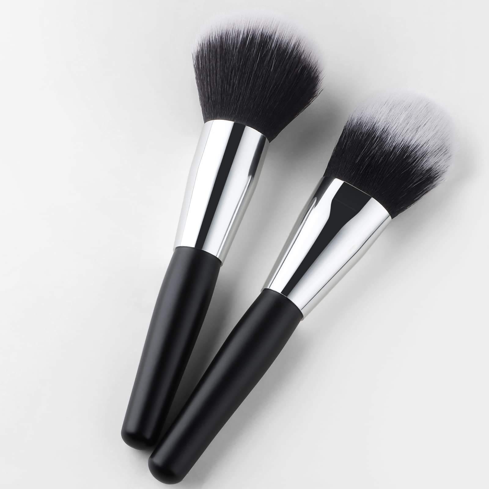 2 short-handled blush brushes, powder brushes, two-color soft-bristled multi-functional facial makeup brushes, beauty tools