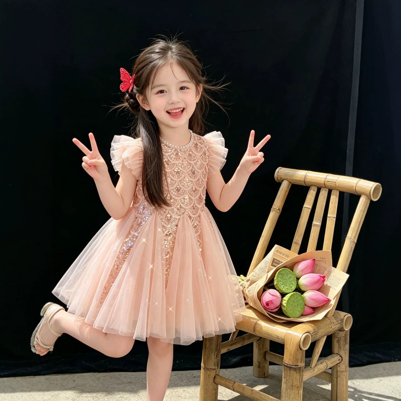 Girls Dress 2026 Summer New Style Children's Style Princess Dress Baby Fashion Mesh Flying Sleeve Vest Skirt