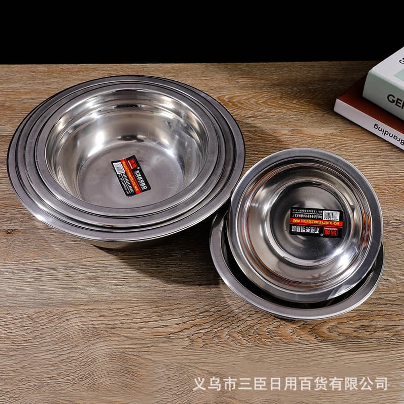 16-26cm Jinhuang non-magnetic thickened stainless steel soup basin, home-use stainless steel bowl, kitchenware wholesale.
