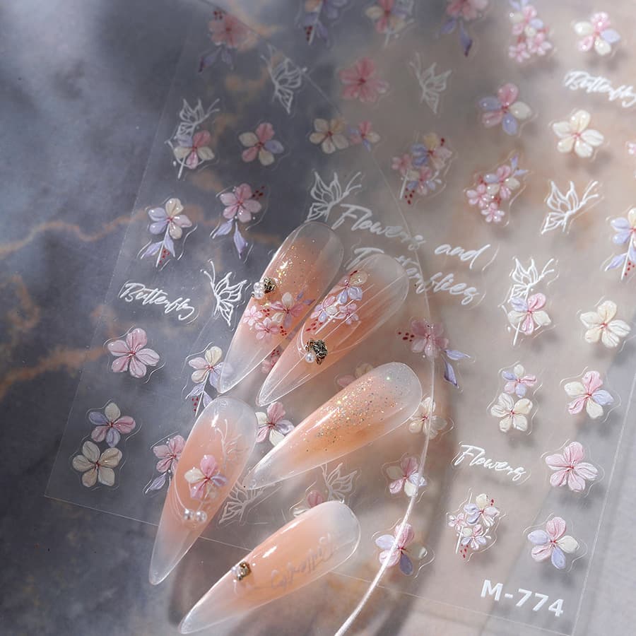 New Process Ferro Foil Adhesive Nail Stickers Pro Thin Sheer Nail Art Decals Jelly Gel Series M-774