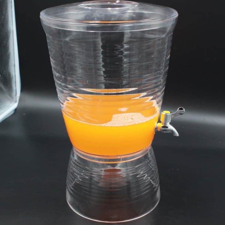 Large Capacity Transparent Acrylic Plastic Self-Service Juicer Water Dispenser Restaurant Drink Barrel Striped Design