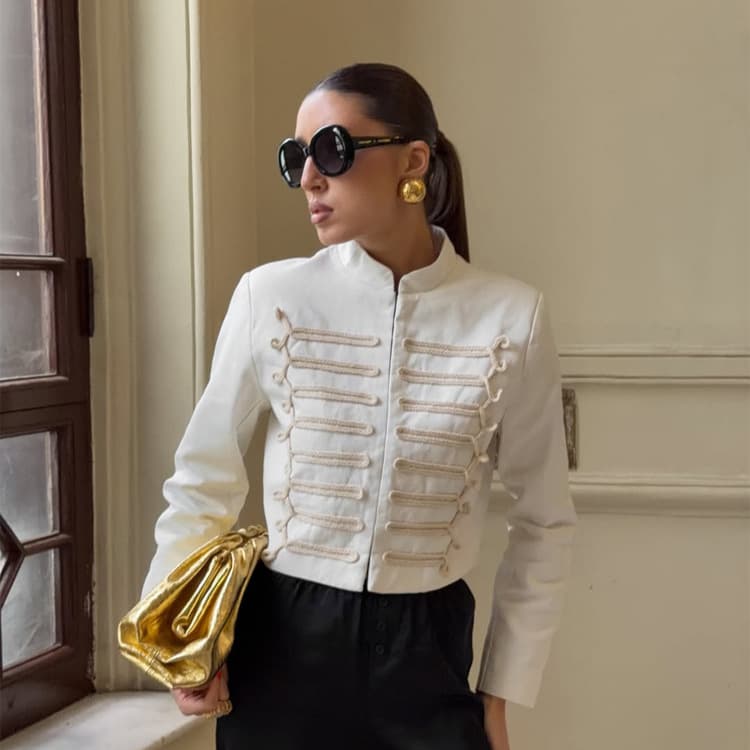 Maillard American Retro Stand Collar Long-Sleeve Napoleon Jacket 2026 Cross-Border European & American Style Early Autumn New Arrival Export
